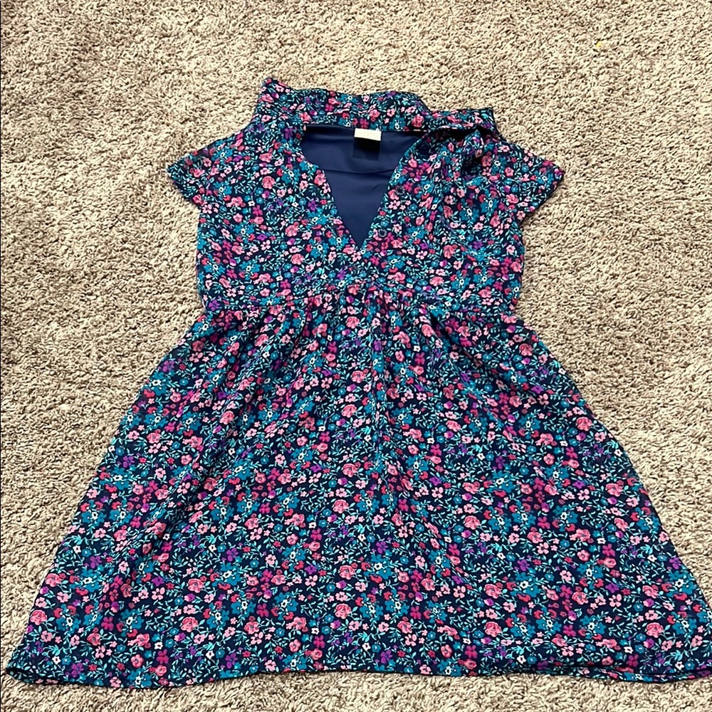 Floral Blue and Pink Kids Dress